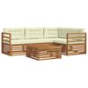 vidaXL Комплект дивани за открито 5 pcs Натурален и Крема