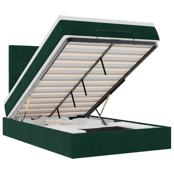 vidaXL Османска легло с матраци и LED, тъмнозелено, 120x190 см, кадифе