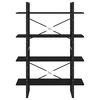 vidaXL 4-етажна библиотека, черна, 100x30x140 см, инженерно дърво