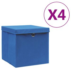 vidaXL Кутии за съхранение с капаци 4 бр 28x28x28 см сини