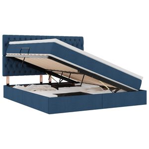 vidaXL Легло с място за съхранение и матрак Синьо 160 x 200 cm