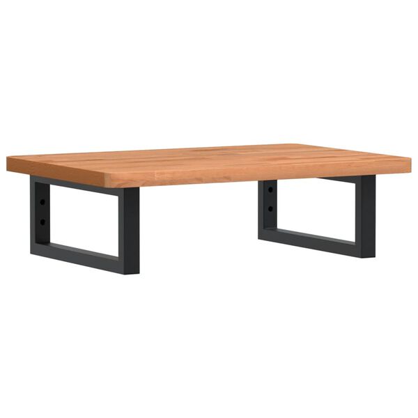 vidaXL Стенен рафт за мивка, стомана и масивно дърво бук