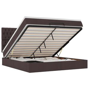 vidaXL Османска легло с матрак и LED, тъмнокафяво, 160x200 см, плат