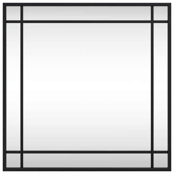 vidaXL Стенно огледало, черно, 50x50 см, квадратно, желязо