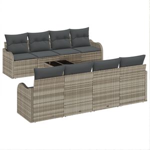 vidaXL Градински Софа Комплект Светлосиво 55 x 55 x 37 см полиратан