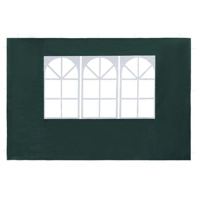 vidaXL Странични стени за парти шатра, 2 бр, с прозорци, PE, зелени