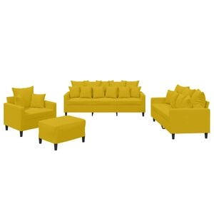vidaXL Комплект дивани от 4 части с възглавници, жълт, кадифе