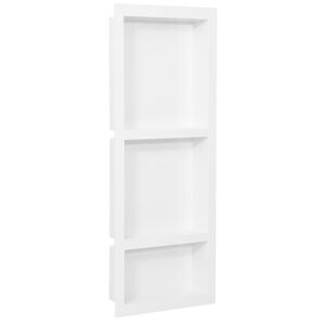 vidaXL Ниша за баня с 3 отделения, бял гланц, 41x99x9 см