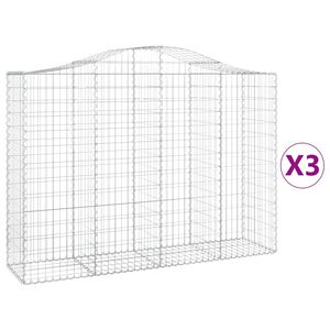 vidaXL Габионни кошници арка 3 бр 200x50x140/160 см поцинковано желязо