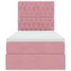 vidaXL Легло с място за съхранение и LED Розово 100 x 200 cm Кадифе