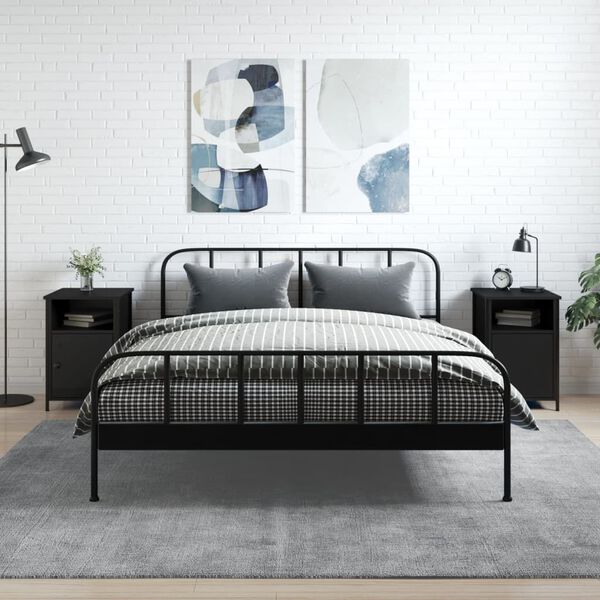 vidaXL Нощни шкафчета, 2 бр, черни, 40x42x60 см, инженерно дърво