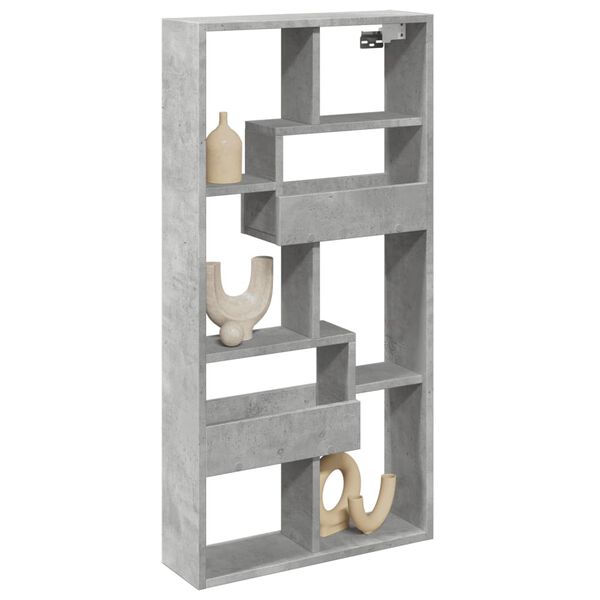 vidaXL Стенен шкаф, бетонно сив, 50x15x100 см, инженерно дърво