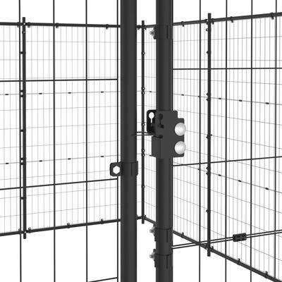 vidaXL Външна клетка за кучета, стомана, 53,24 м²