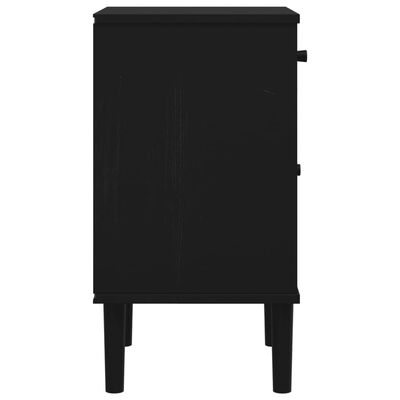 vidaXL Нощно шкафче SENJA ратанова визия черно 40x35x65 см бор масив