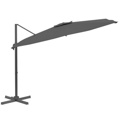 vidaXL LED конзолен чадър, антрацит, 400x300 см