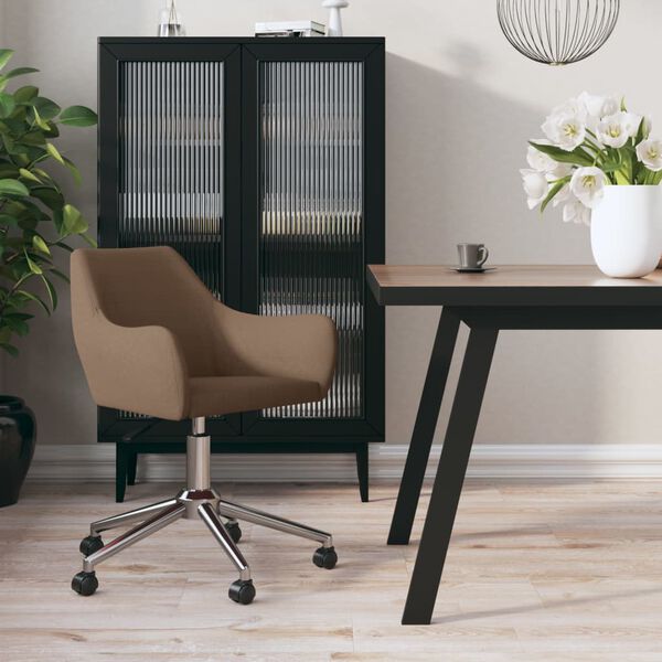 vidaXL Въртящ се трапезен стол, кафяв, текстил