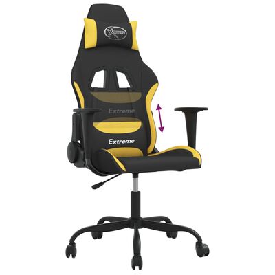 vidaXL Гейминг стол, черно и Жълт, плат