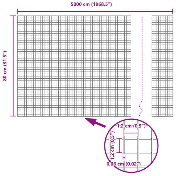 vidaXL Заварена мрежа ограда Сребрист 0.8 x 50 м