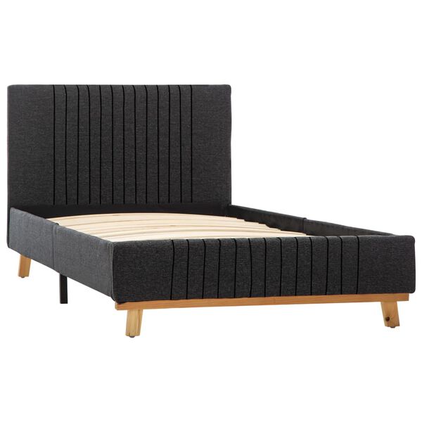 vidaXL Рамка за легло, тъмносива, текстил, 100x200 см