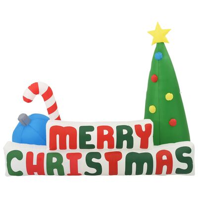 vidaXL Надуваема декорация елха с надпис Весела Коледа LED 240x188 см