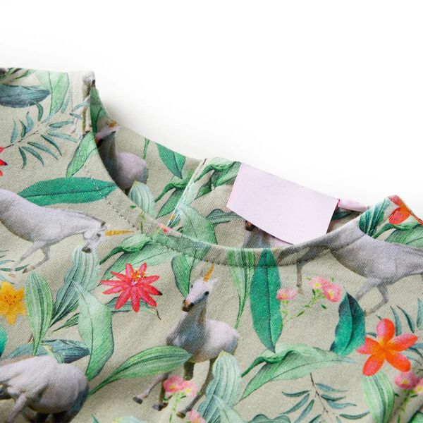 Детска рокля с летящи ръкави, светло каки, 116