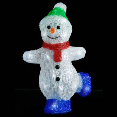 vidaXL LED снежен човек коледна акрилна фигура закрито и открито 30 см