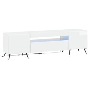 vidaXL LED телевизионен кабинет Бял гланц Инженерна дървесина