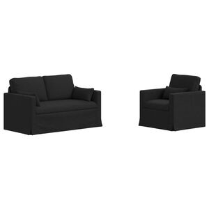 vidaXL Диван 2 pcs Черно 139 x 78 x 80 см текстил
