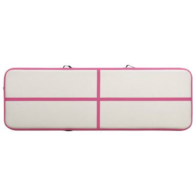 vidaXL Надуваем дюшек за гимнастика с помпа, 400x100x20 см, PVC, розов