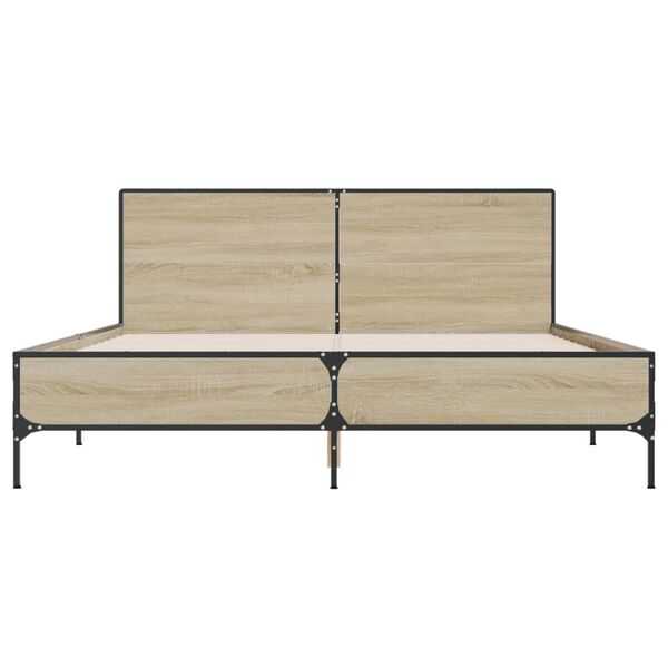 vidaXL Рамка за легло, дъб сонома, 160x200 см, инженерно дърво и метал