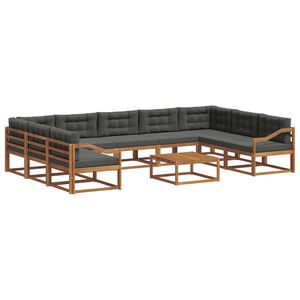 vidaXL Комплект дивани за открито 10 pcs Натурален и Антрацит