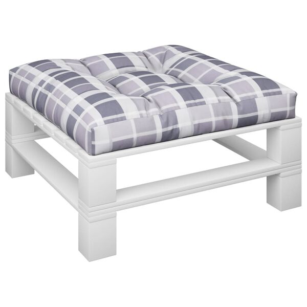 vidaXL Палетна възглавница, сиво каре, 80x80x12 см, текстил