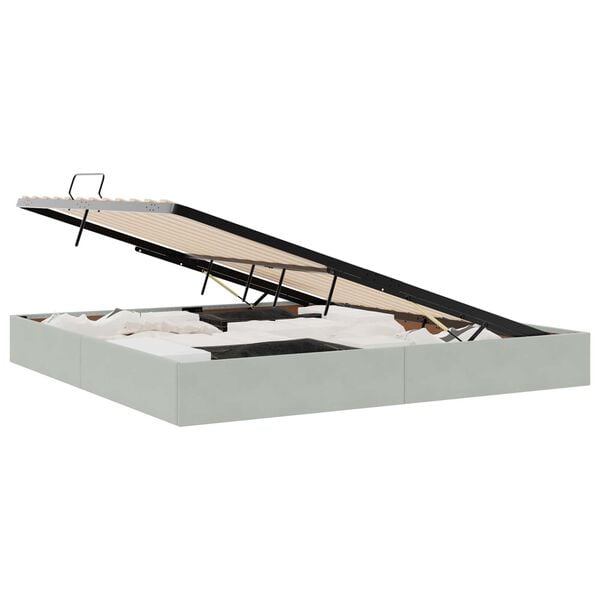 vidaXL Легло с място за съхранение Светлосиво 200 x 200 cm Кадифе