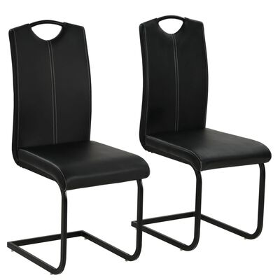 vidaXL Конзолни трапезни столове, 2 бр, черни, изкуствена кожа