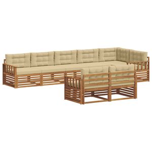 vidaXL Комплект дивани за открито 8 pcs Натурален и Бежов
