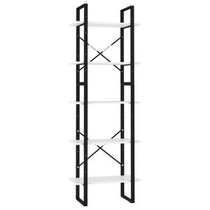 vidaXL 5-етажна библиотека, бяла, 60x30x175 см, инженерна дървесина