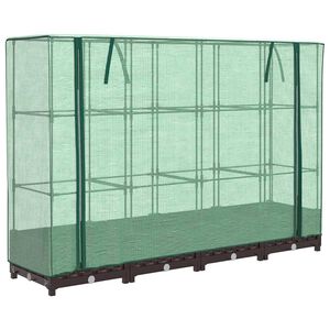 vidaXL Повдигнато легло с оранжерия калъф, ратанов вид, 160x40x123 см
