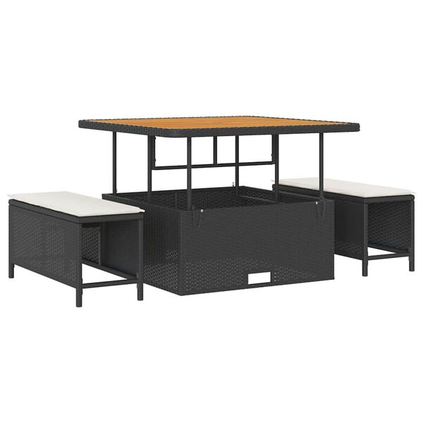 vidaXL Градински Софа Комплект с възглавница Черно Полиратан