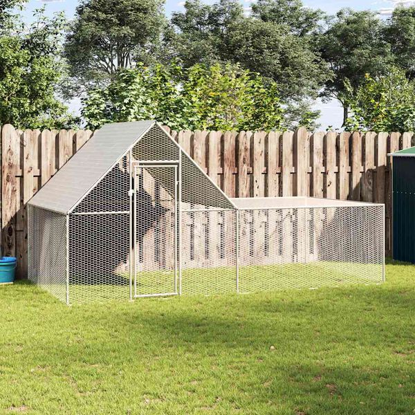 vidaXL Птичарник, 4x2x2 м, поцинкована стомана