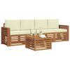 vidaXL Комплекти дивани 5 pcs Натурален и Крема Солидно акациево дърво