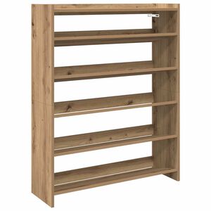 vidaXL Етажерка за обувки, дъб артизан, 80x25x100 см, инженерно дърво