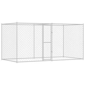 vidaXL Клетка за куче Сребрист 400 x 200 x 200 см