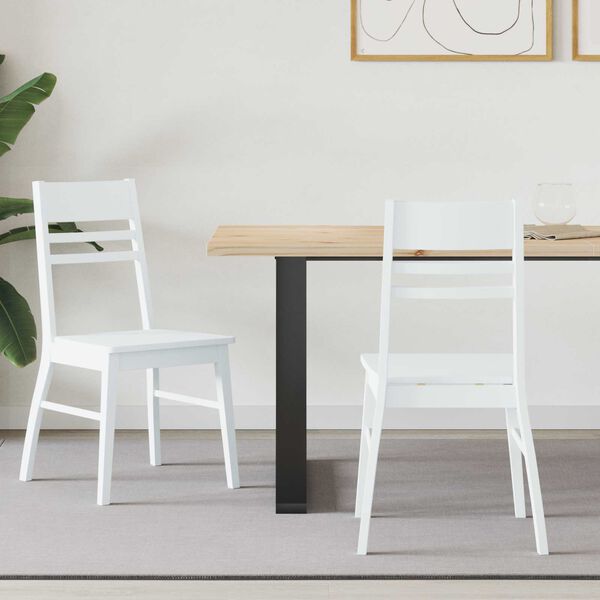 vidaXL Обедени столове 2 pcs Бяло 43 x 54 x 89 см Солидно гумено дърво