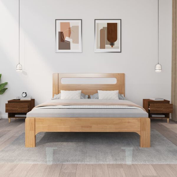 vidaXL Нощни масички, 2 бр, кафяв дъб, 50x46x50 см, инженерно дърво