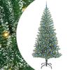 vidaXL Изкуствена коледна елха със сняг и LED светлина 240 cm