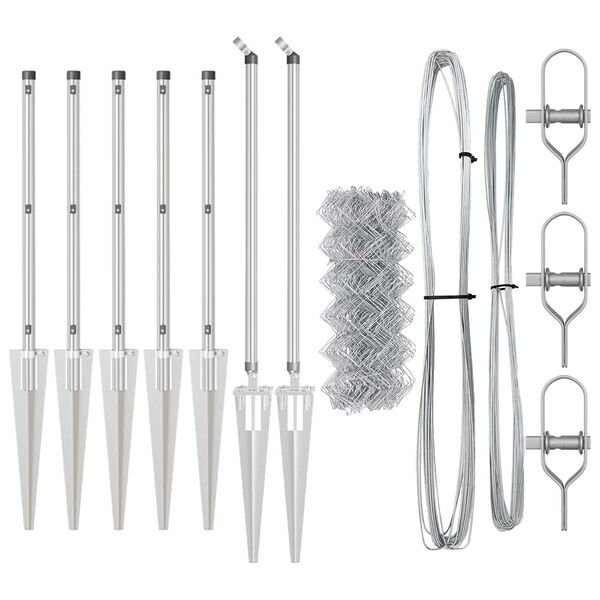 vidaXL Стълб за ограда. Сребрист 10 x 1 м (мрежа 60 x 60 мм) Стомана