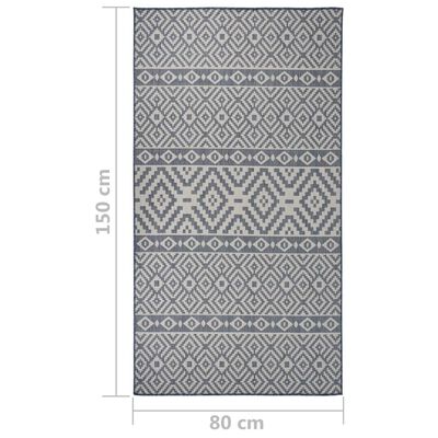 vidaXL Градински плоскотъкан килим, 80x150 см, сини шевици