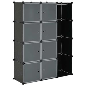 vidaXL Модулен шкаф с 9 отделения, 109x36,5x143 см, черно и бяло