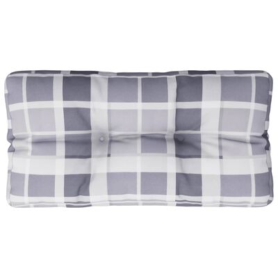 vidaXL Палетна възглавница, сиво каре, 80x40x12 см, текстил