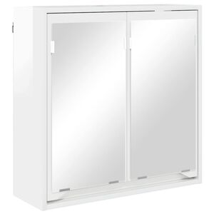 vidaXL Шкаф с огледало за баня с рафт Лъскаво бяло 60 x 20 x 60 cm